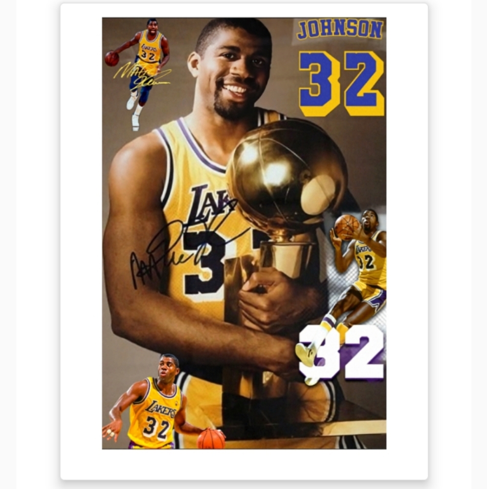 NEW MAGIC JOHNSON LOS ANGELES LAKERS 8.5x11 ULTRA GLOSSY SELF CREATED ART POSTER